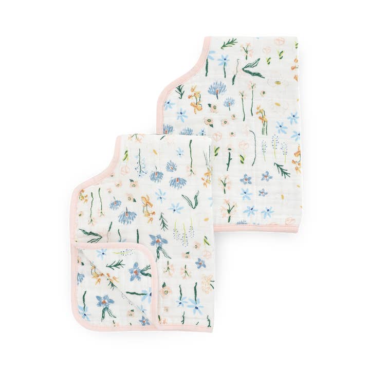 Cotton Muslin Burp Cloth 2 Pack - Pastel Petals Default Little Unicorn Lil Tulips