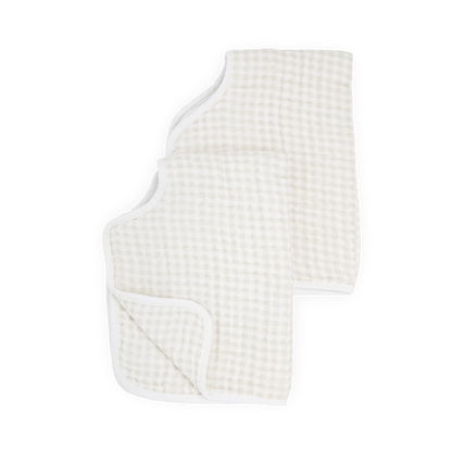 Cotton Muslin Burp Cloth 2 Pack - Tan Gingham Little Unicorn Lil Tulips