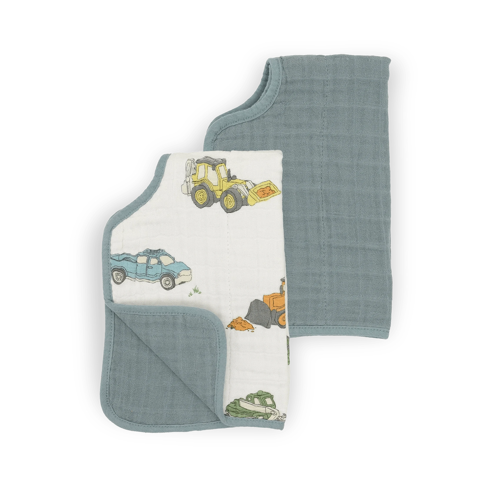Cotton Muslin Burp Cloth 2 Pack - Work Trucks Little Unicorn Lil Tulips