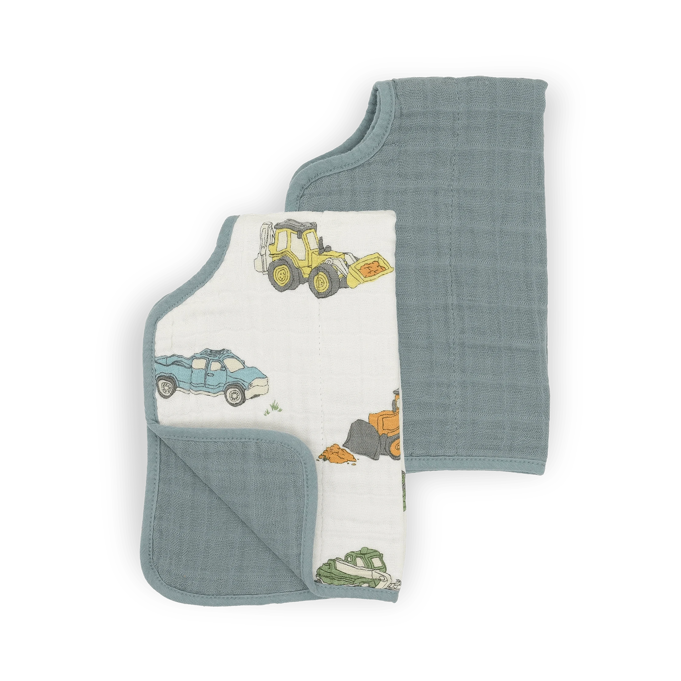 Cotton Muslin Burp Cloth 2 Pack - Work Trucks Little Unicorn Lil Tulips