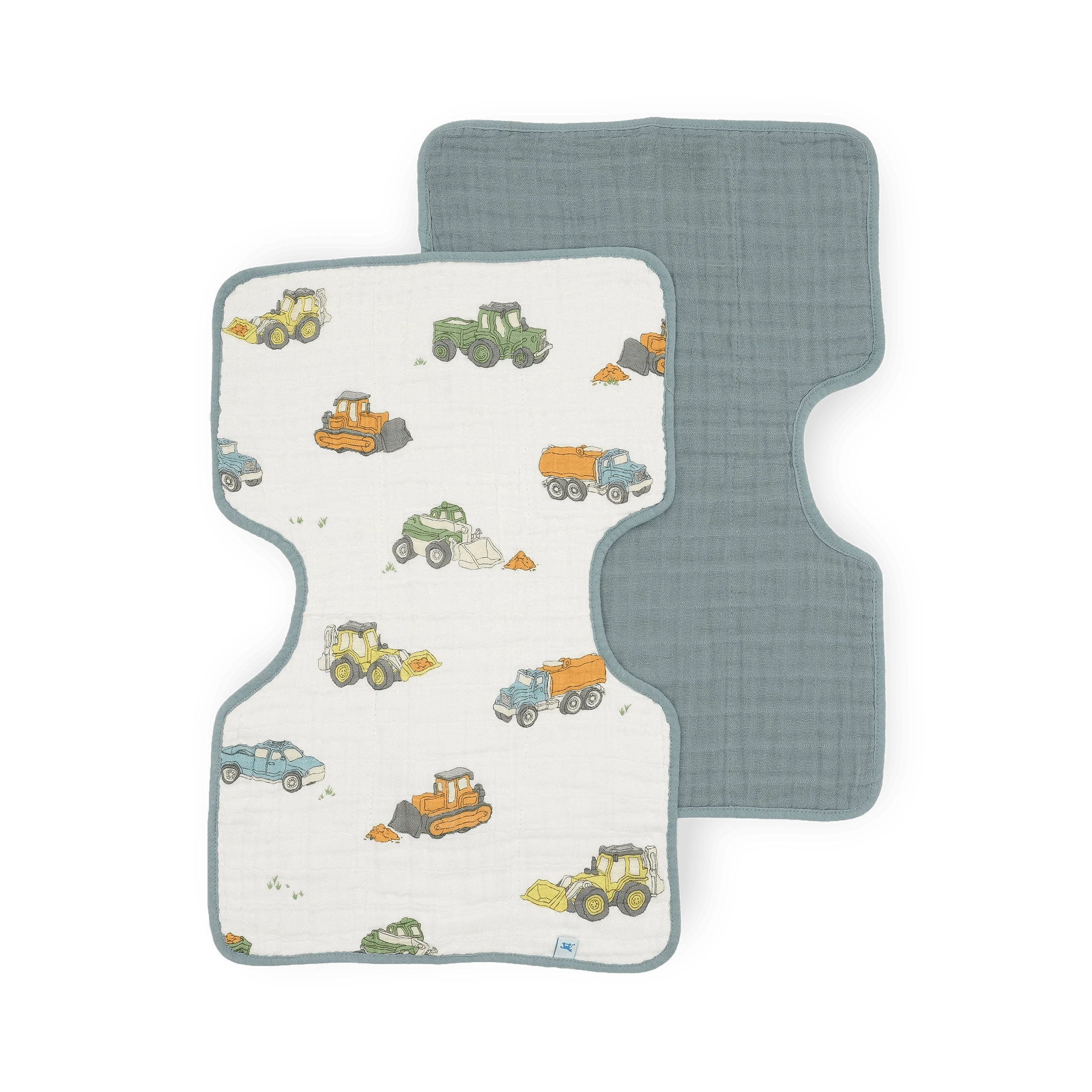Cotton Muslin Burp Cloth 2 Pack - Work Trucks Little Unicorn Lil Tulips