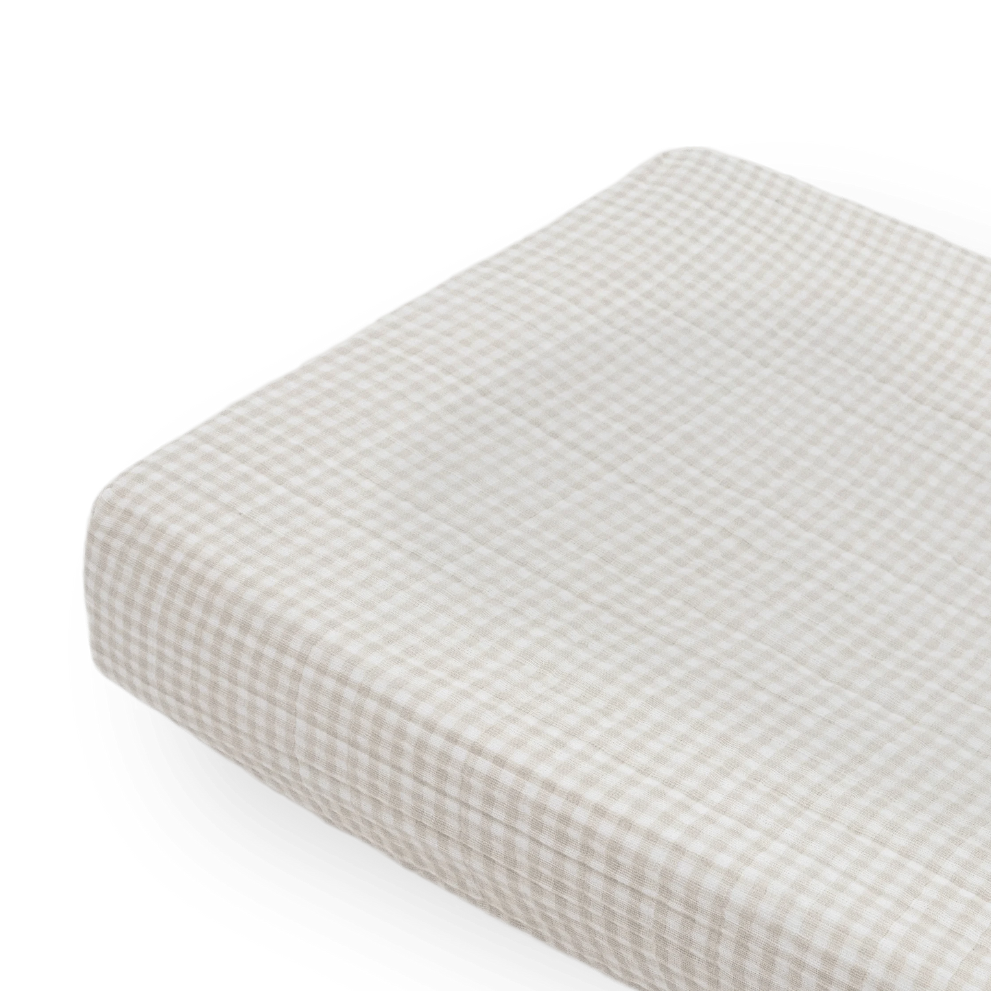 Cotton Muslin Changing Pad Cover - Tan Gingham Little Unicorn Lil Tulips