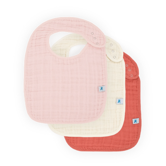 Cotton Muslin Classic Bib 3 Pack - Light Pink Little Unicorn Lil Tulips
