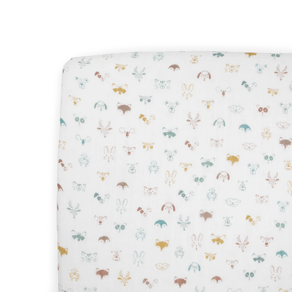 Cotton Muslin Crib Sheet - Animal Crowd Little Unicorn Lil Tulips