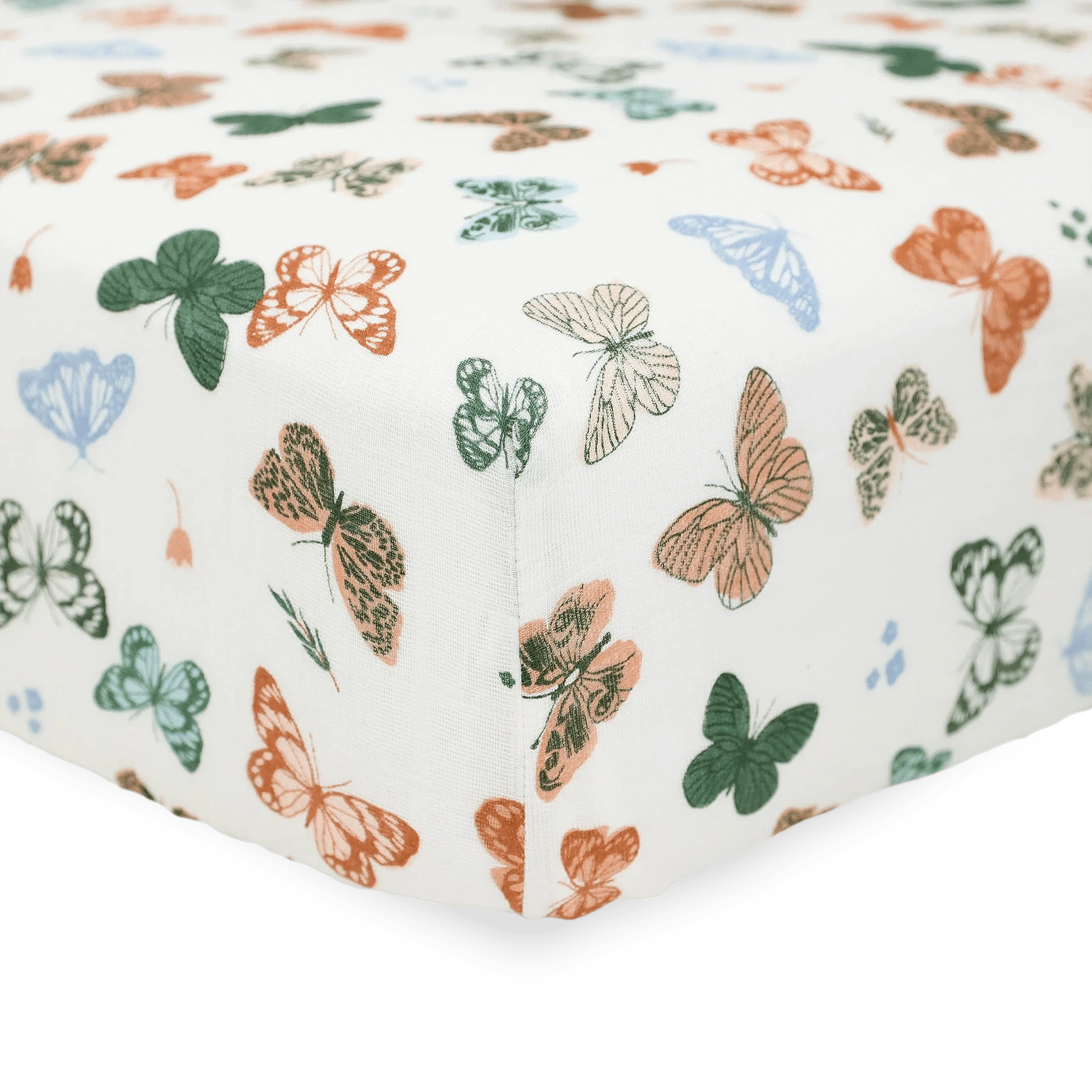 Cotton Muslin Crib Sheet - Butterflies Little Unicorn Lil Tulips