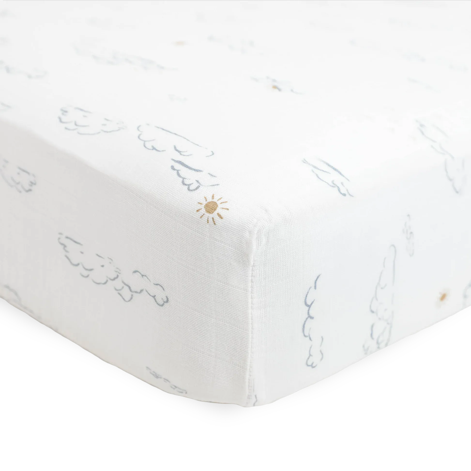 Cotton Muslin Crib Sheet - Partly Cloudy Little Unicorn Lil Tulips