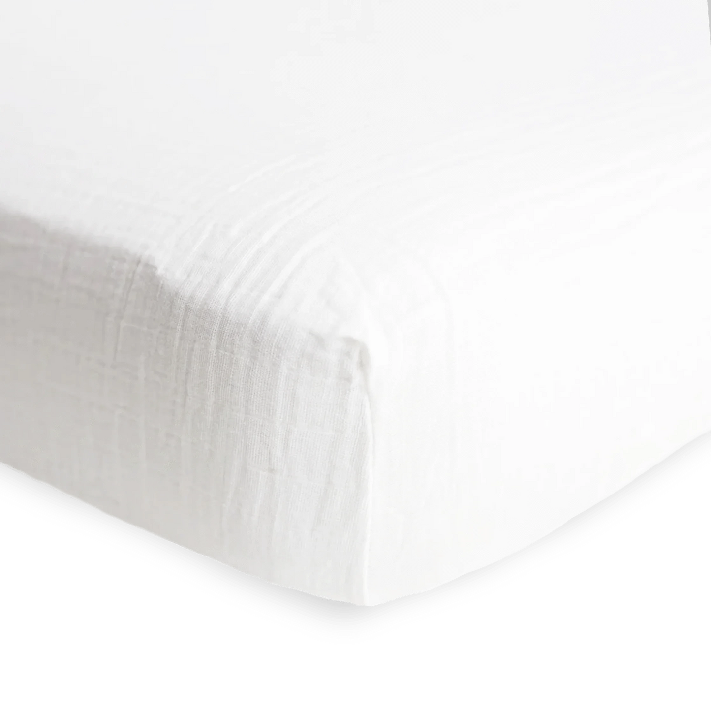 Cotton Muslin Crib Sheet - White Little Unicorn Lil Tulips