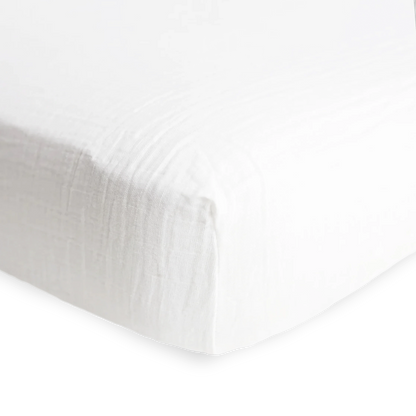 Cotton Muslin Crib Sheet - White Little Unicorn Lil Tulips