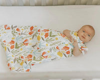 Cotton Muslin Crib Sheet - White Little Unicorn Lil Tulips