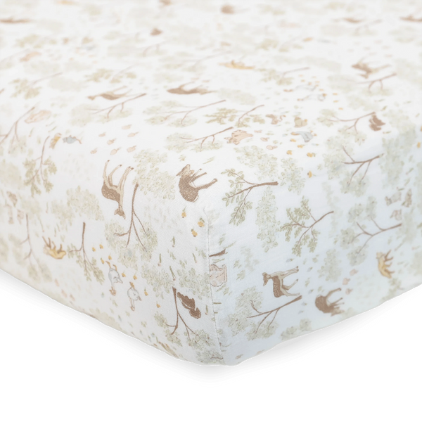 Cotton Muslin Crib Sheet - Woodland Friends Little Unicorn Lil Tulips