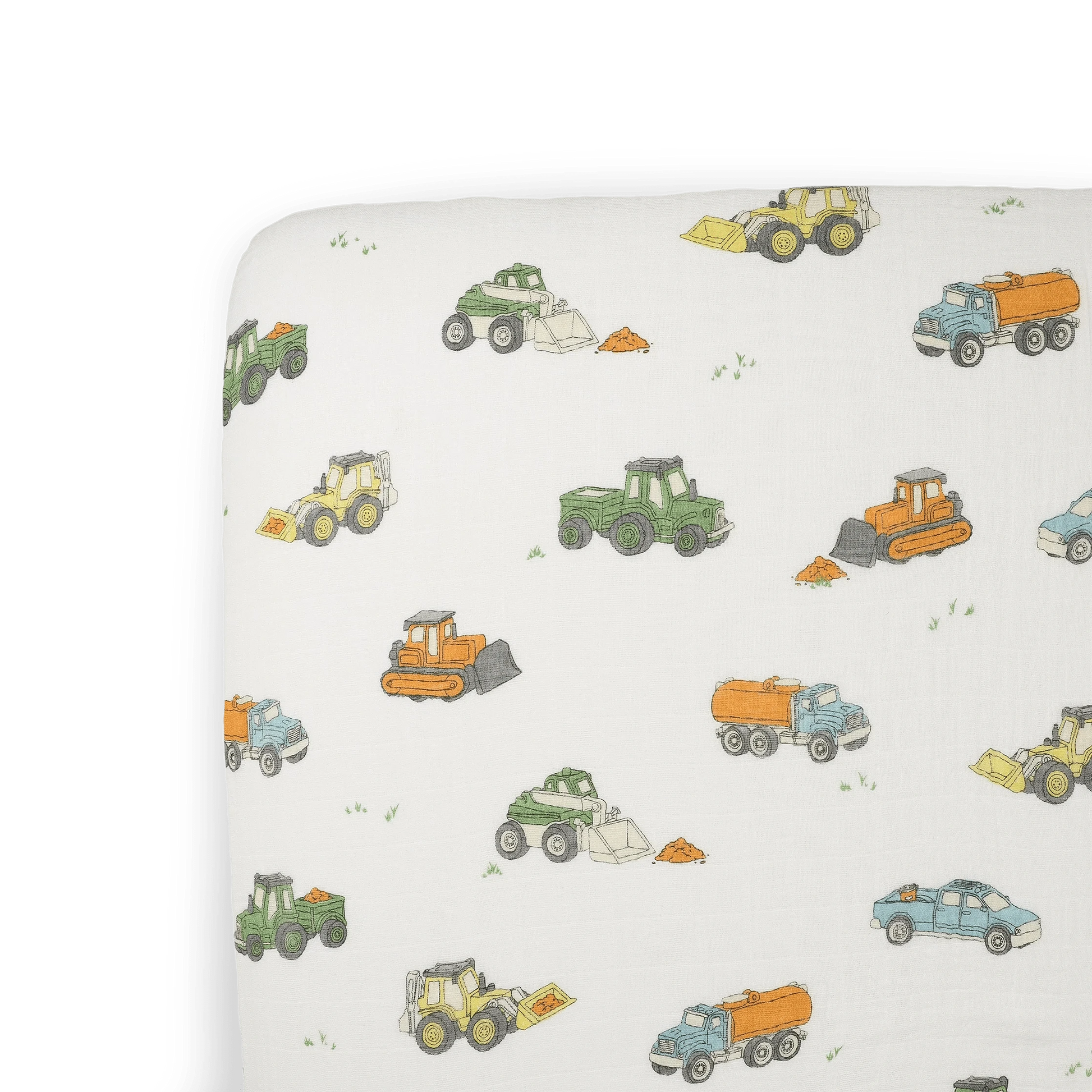 Cotton Muslin Crib Sheet - Work Trucks Little Unicorn Lil Tulips