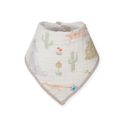Cotton Muslin + Fleece Bandana Bib 4 Pack - Adobe Checker Little Unicorn Lil Tulips