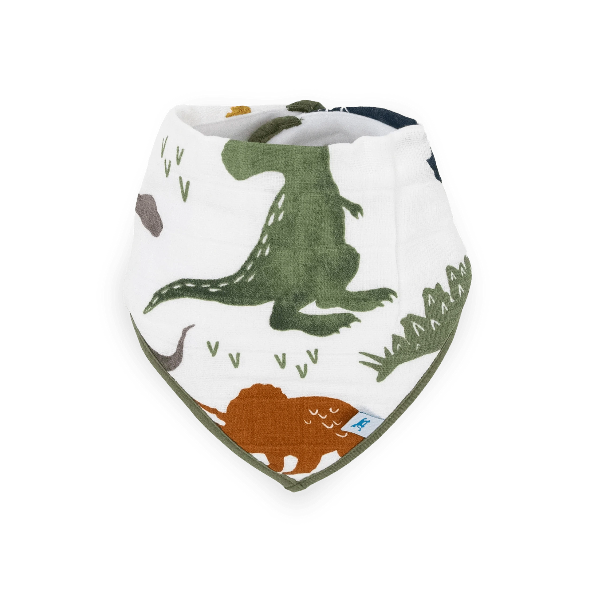 Cotton Muslin + Fleece Bandana Bib 4 Pack - Dino Friends Little Unicorn Lil Tulips