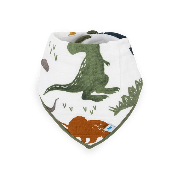 Cotton Muslin + Fleece Bandana Bib 4 Pack - Dino Friends Little Unicorn Lil Tulips