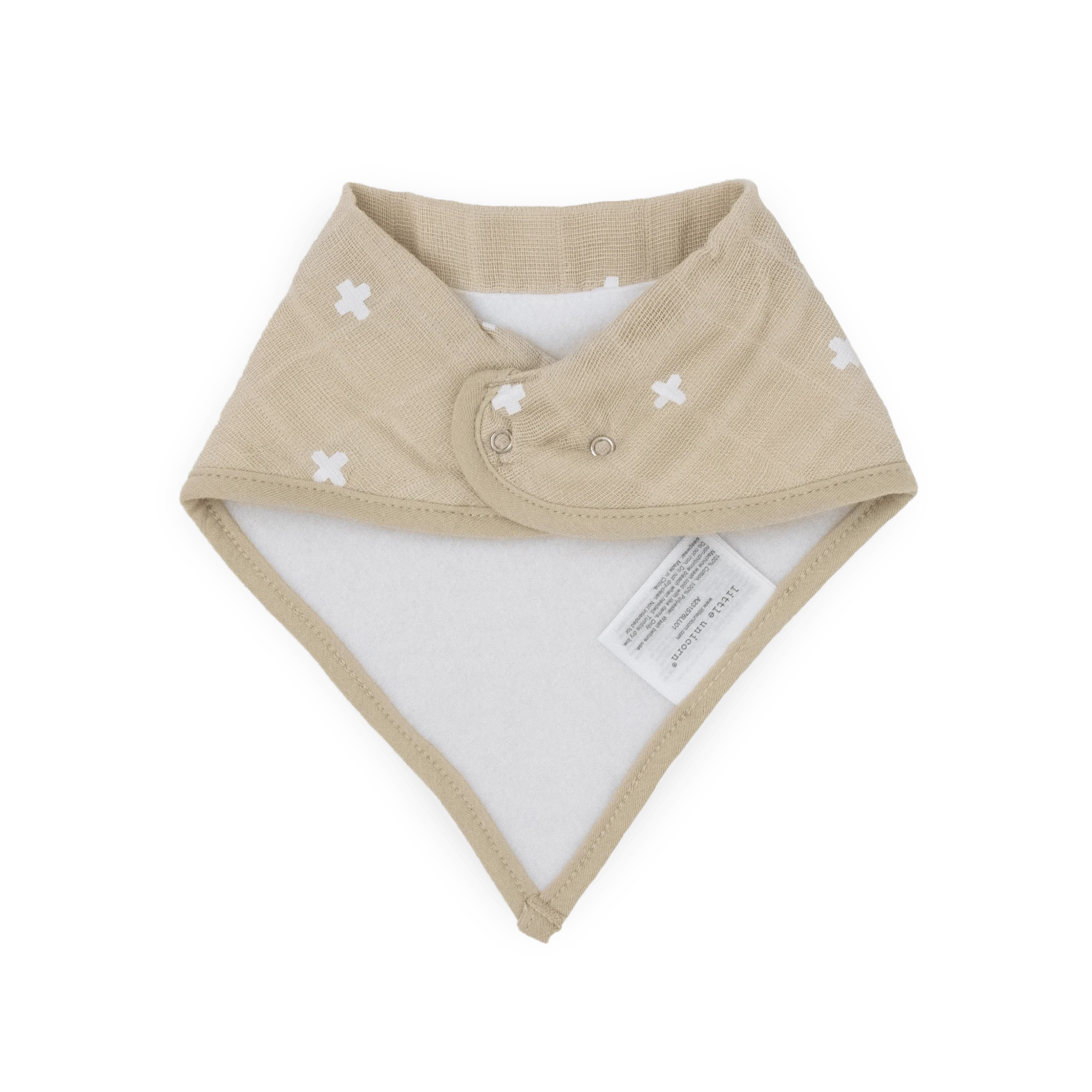 Cotton Muslin + Fleece Bandana Bib 4 Pack - Taupe Cross Little Unicorn Lil Tulips