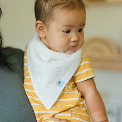 Cotton Muslin + Fleece Bandana Bib 4 Pack - White Little Unicorn Lil Tulips