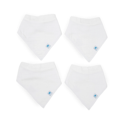 Cotton Muslin + Fleece Bandana Bib 4 Pack - White Little Unicorn Lil Tulips