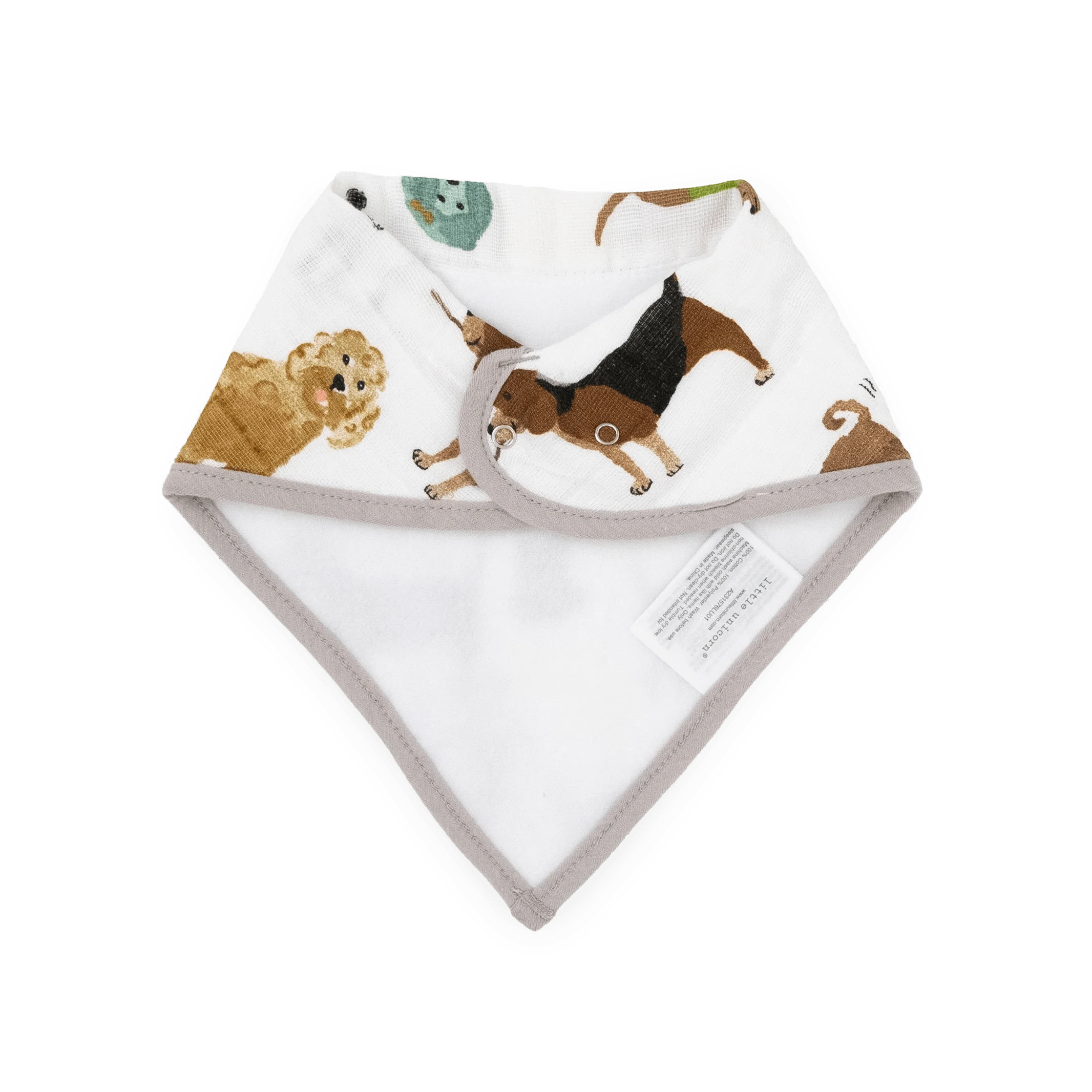 Cotton Muslin + Fleece Bandana Bib 4 Pack - Woof Little Unicorn Lil Tulips