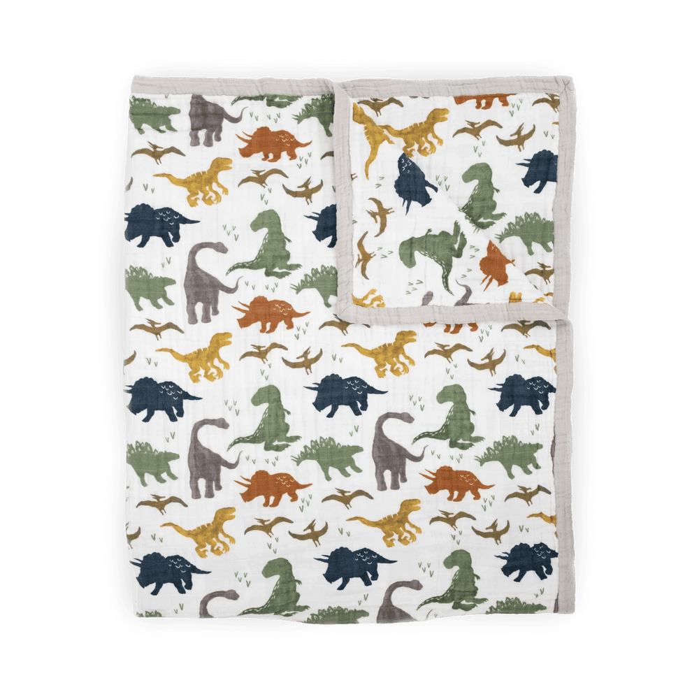 Cotton Muslin Quilted Throw - Dino Friends Little Unicorn Lil Tulips