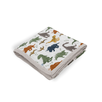 Cotton Muslin Quilted Throw - Dino Friends Little Unicorn Lil Tulips