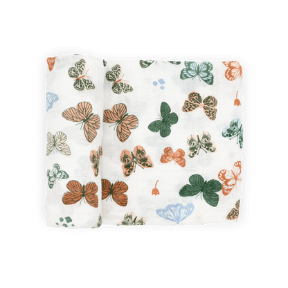 Cotton Muslin Swaddle Blanket - Butterflies Little Unicorn Lil Tulips