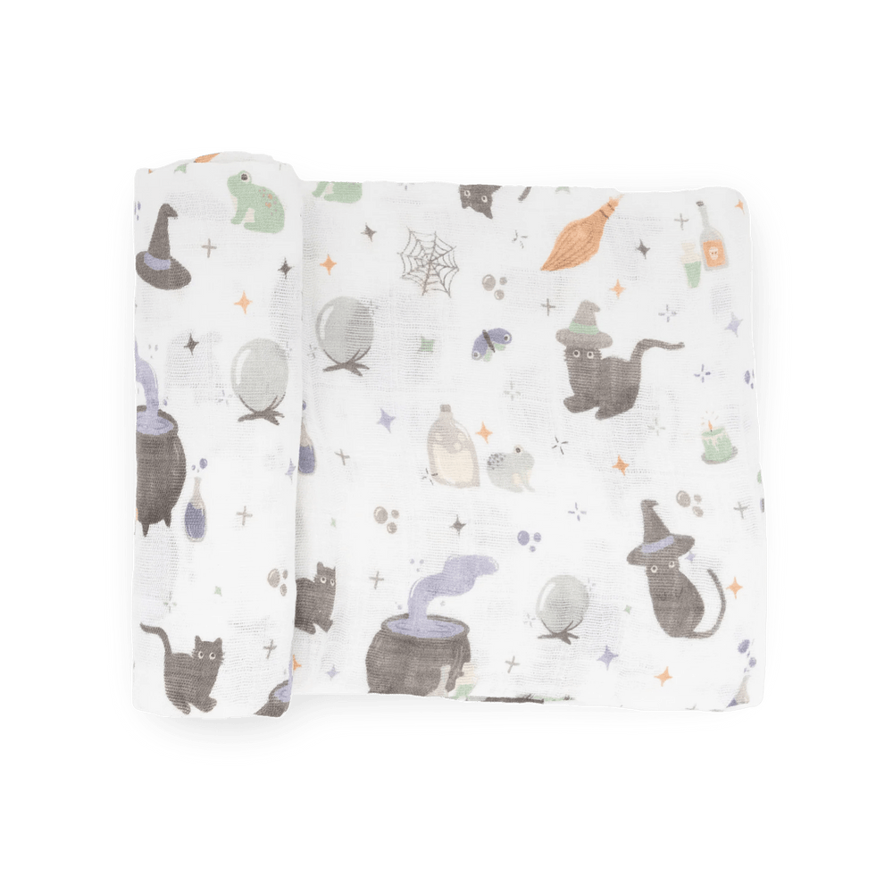 Cotton Muslin Swaddle Blanket - Cats and Cauldrons Little Unicorn Lil Tulips