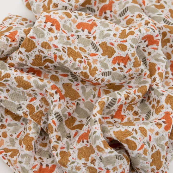 Cotton Muslin Swaddle Blanket - Fall Friends Default Little Unicorn Lil Tulips