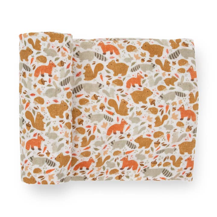 Cotton Muslin Swaddle Blanket - Fall Friends Default Little Unicorn Lil Tulips