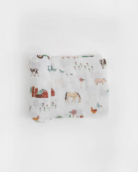 Cotton Muslin Swaddle Blanket - Farmyard Little Unicorn Lil Tulips