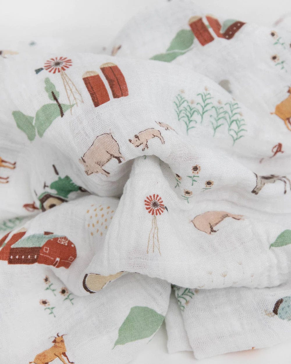 Cotton Muslin Swaddle Blanket - Farmyard Little Unicorn Lil Tulips