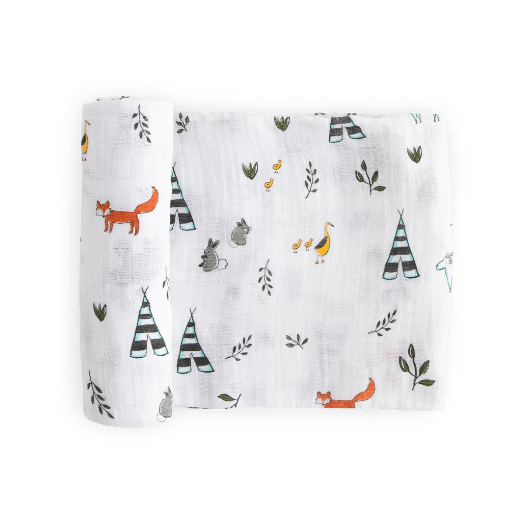 Cotton Muslin Swaddle Blanket - Forest Friends Little Unicorn Lil Tulips