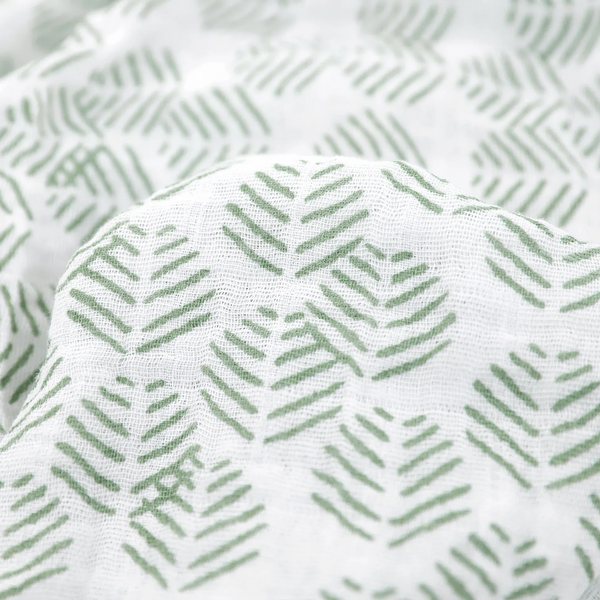 Cotton Muslin Swaddle Blanket - Leaf Motif Little Unicorn Lil Tulips