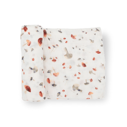 Cotton Muslin Swaddle Blanket - Mushrooms Little Unicorn Lil Tulips