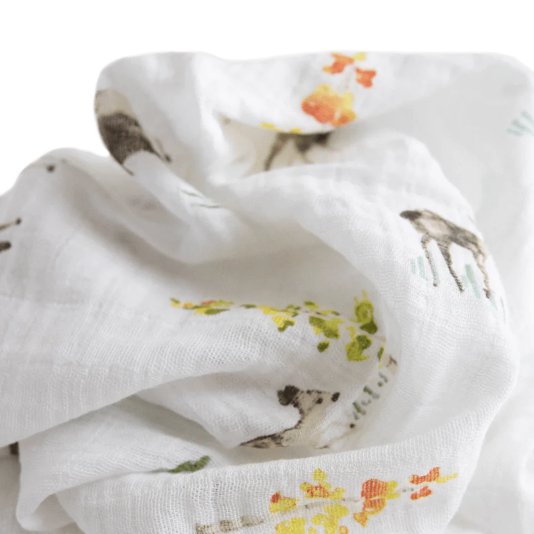 Cotton Muslin Swaddle Blanket -  Oh Deer Little Unicorn Lil Tulips