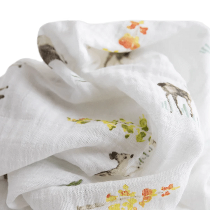 Cotton Muslin Swaddle Blanket -  Oh Deer Little Unicorn Lil Tulips