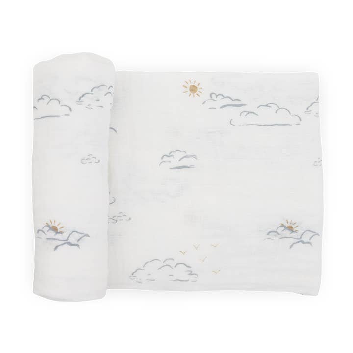 Cotton Muslin Swaddle Blanket - Partly Cloudy Default Little Unicorn Lil Tulips