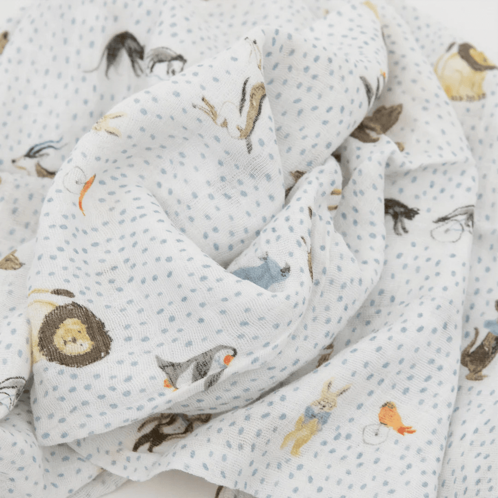 Cotton Muslin Swaddle Blanket - Party Animals Little Unicorn Lil Tulips