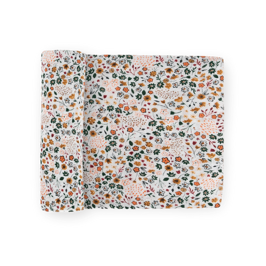 Cotton Muslin Swaddle Blanket - Pressed Petals Little Unicorn Lil Tulips
