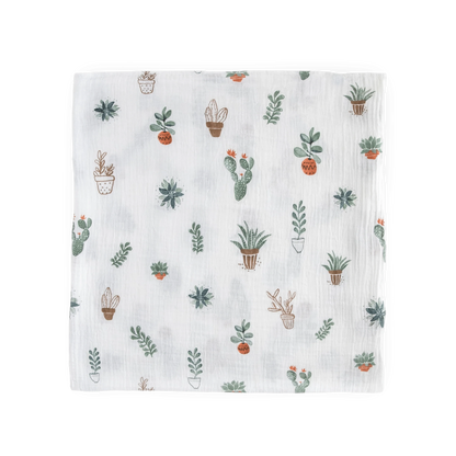 Cotton Muslin Swaddle Blanket - Prickle Pots Little Unicorn Lil Tulips