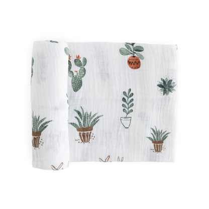 Cotton Muslin Swaddle Blanket - Prickle Pots Little Unicorn Lil Tulips