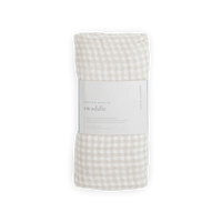 Cotton Muslin Swaddle Blanket - Tan Gingham Little Unicorn Lil Tulips