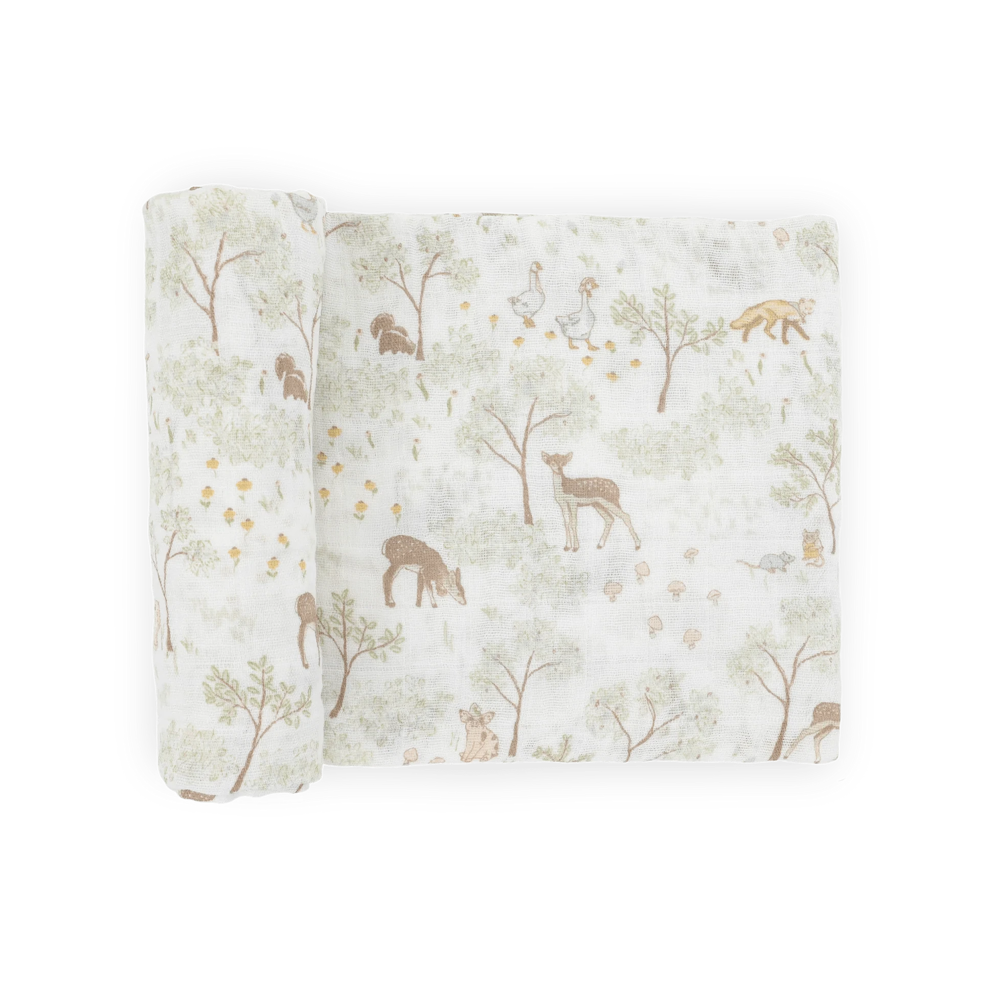 Cotton Muslin Swaddle Blanket - Woodland Friends Little Unicorn Lil Tulips
