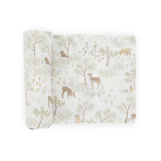 Cotton Muslin Swaddle Blanket - Woodland Friends Little Unicorn Lil Tulips