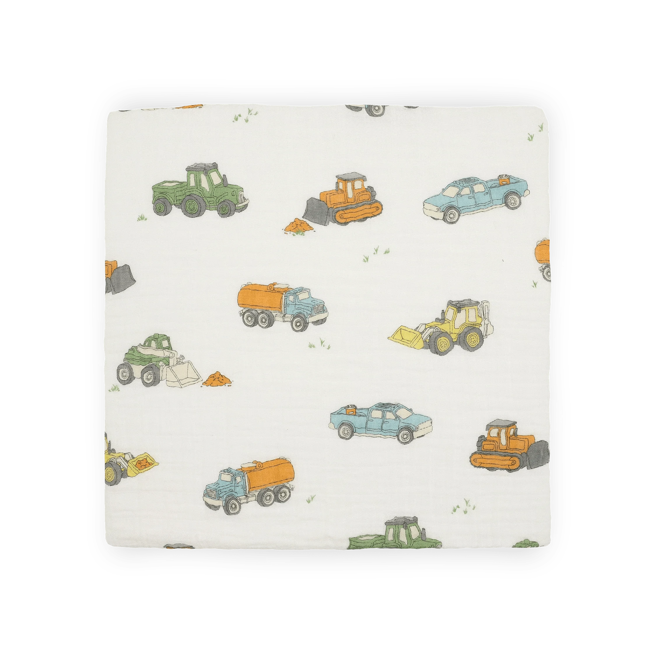 Cotton Muslin Swaddle Blanket - Work Trucks Little Unicorn Lil Tulips