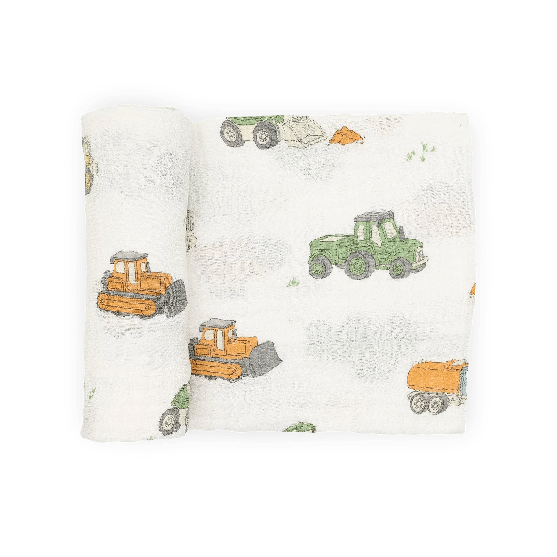 Cotton Muslin Swaddle Blanket - Work Trucks Little Unicorn Lil Tulips