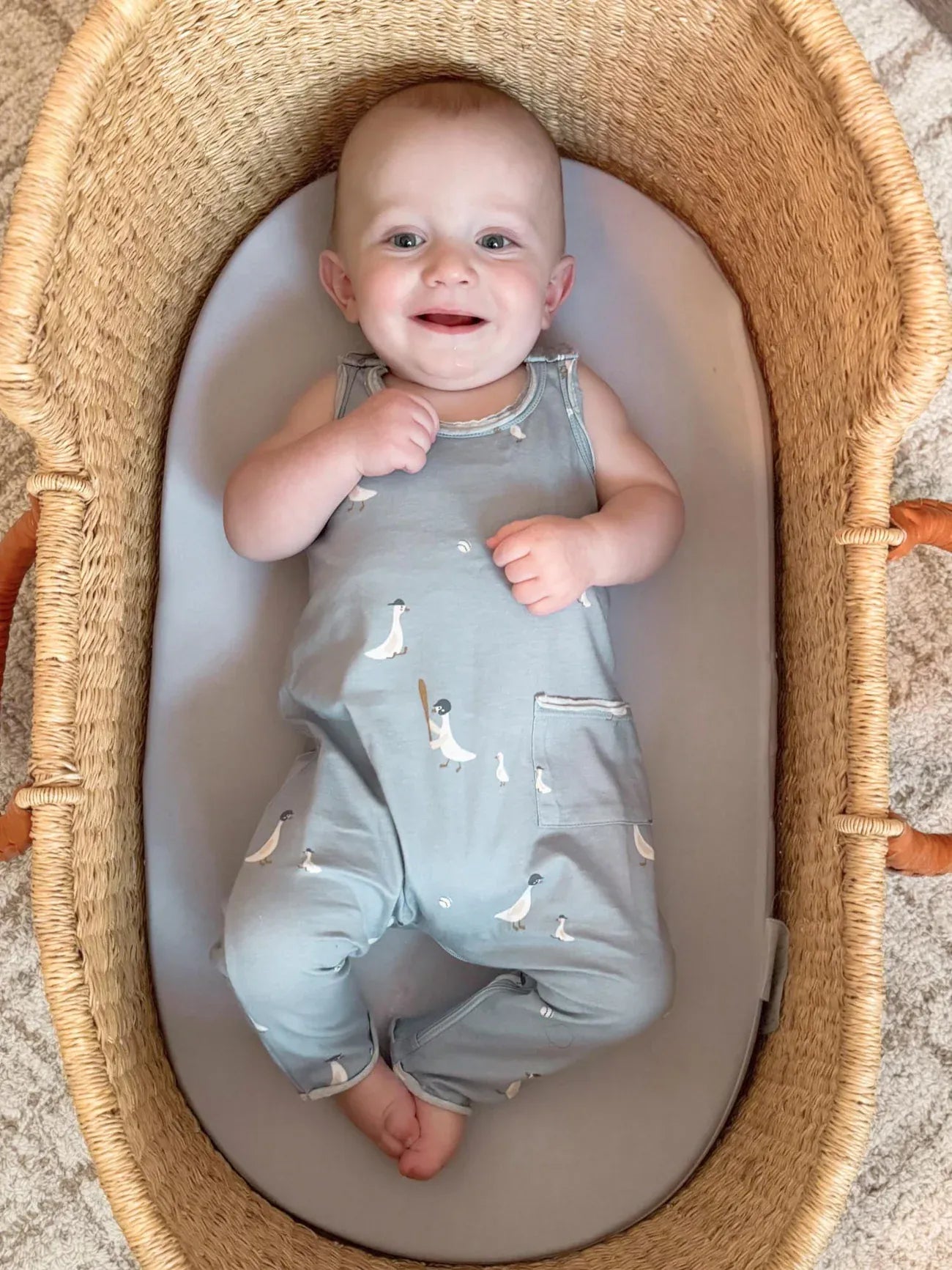 Cotton Tank Romper - Baseball Goose Gunamuna Lil Tulips