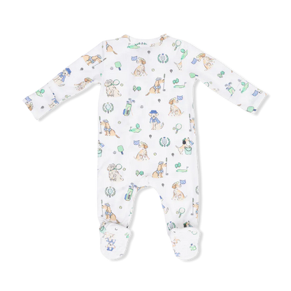 Country Club Dogs - Neutral - 2 Way Zipper Footie Angel Dear Lil Tulips