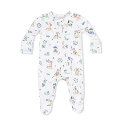 Country Club Dogs - Neutral - 2 Way Zipper Footie Angel Dear Lil Tulips