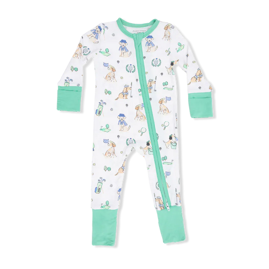 Country Club Dogs - Neutral - 2 Way Zipper Romper Angel Dear Lil Tulips