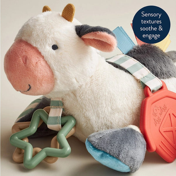 Cow Itzy Friends Link & Love™ Activity Plush Itzy Ritzy Pacifiers & Teethers Lil Tulips